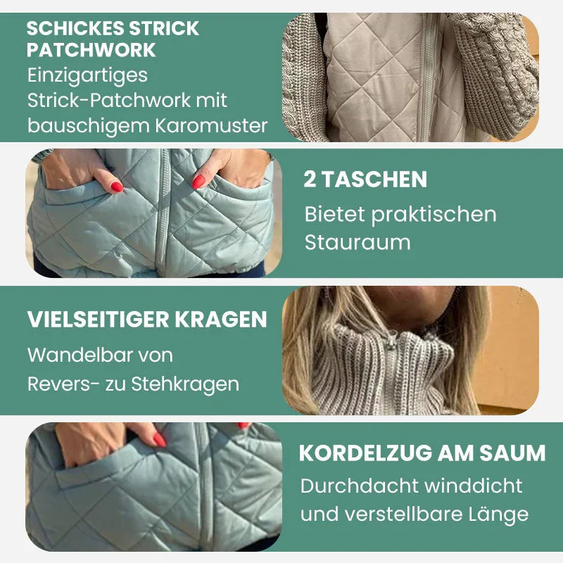 Steppjacke mit Strick-Patchwork – Damen
