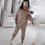 Zweiteiler mit Print-Bluse und weiter Hose – Damen