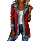 Mantel in Denim-Optik mit Rippstrick-Einsätzen – Damen