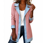 Mantel in Denim-Optik mit Rippstrick-Einsätzen – Damen