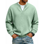 Waffel-Pullover im Lagenlook mit Rundhals – Herren