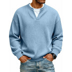 Waffel-Pullover im Lagenlook mit Rundhals – Herren