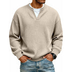 Waffel-Pullover im Lagenlook mit Rundhals – Herren