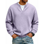 Waffel-Pullover im Lagenlook mit Rundhals – Herren