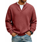 Waffel-Pullover im Lagenlook mit Rundhals – Herren