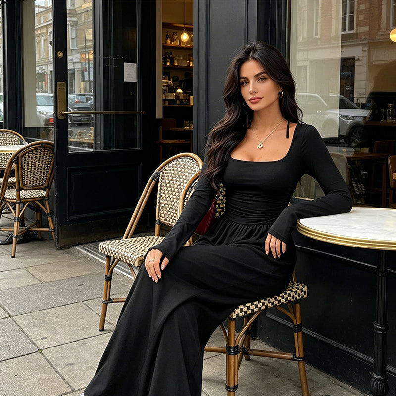 Jumpsuit mit Karree-Ausschnitt und weitem Bein – Damen