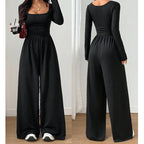 Jumpsuit mit Karree-Ausschnitt und weitem Bein – Damen