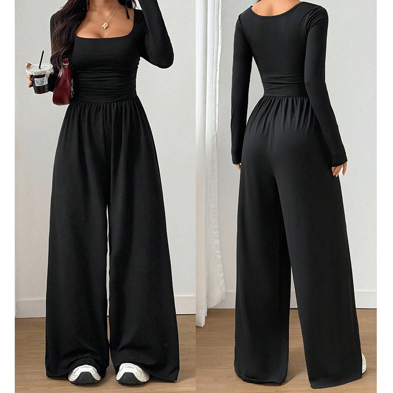 Jumpsuit mit Karree-Ausschnitt und weitem Bein – Damen
