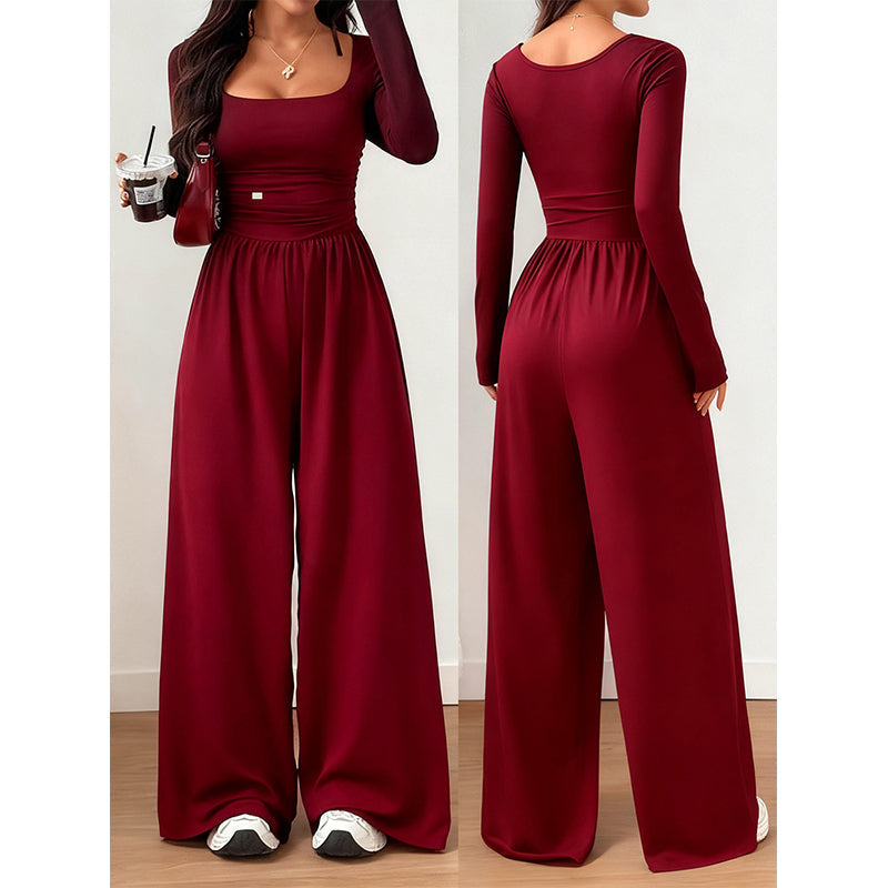 Jumpsuit mit Karree-Ausschnitt und weitem Bein – Damen