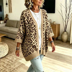 Oversize-Strickjacke mit Leopardenmuster – Damen