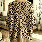 Oversize-Strickjacke mit Leopardenmuster – Damen