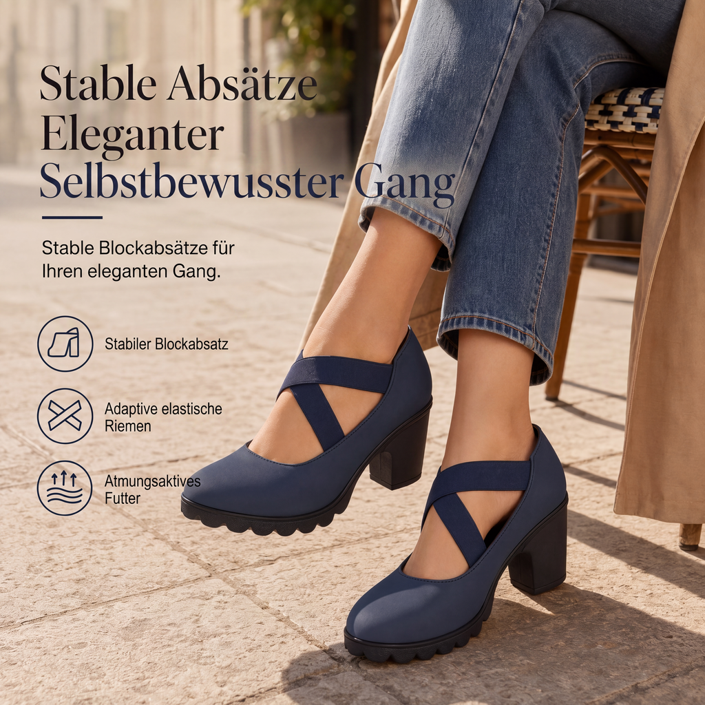 Mary-Jane-Pumps mit Kreuzriemen und Blockabsatz – Damen