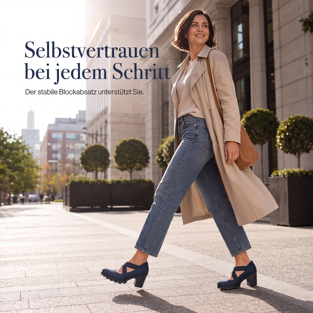 Mary-Jane-Pumps mit Kreuzriemen und Blockabsatz – Damen