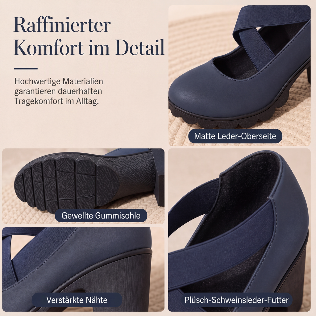 Mary-Jane-Pumps mit Kreuzriemen und Blockabsatz – Damen