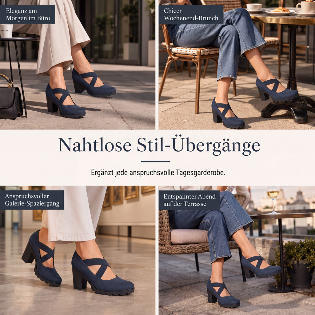 Mary-Jane-Pumps mit Kreuzriemen und Blockabsatz – Damen