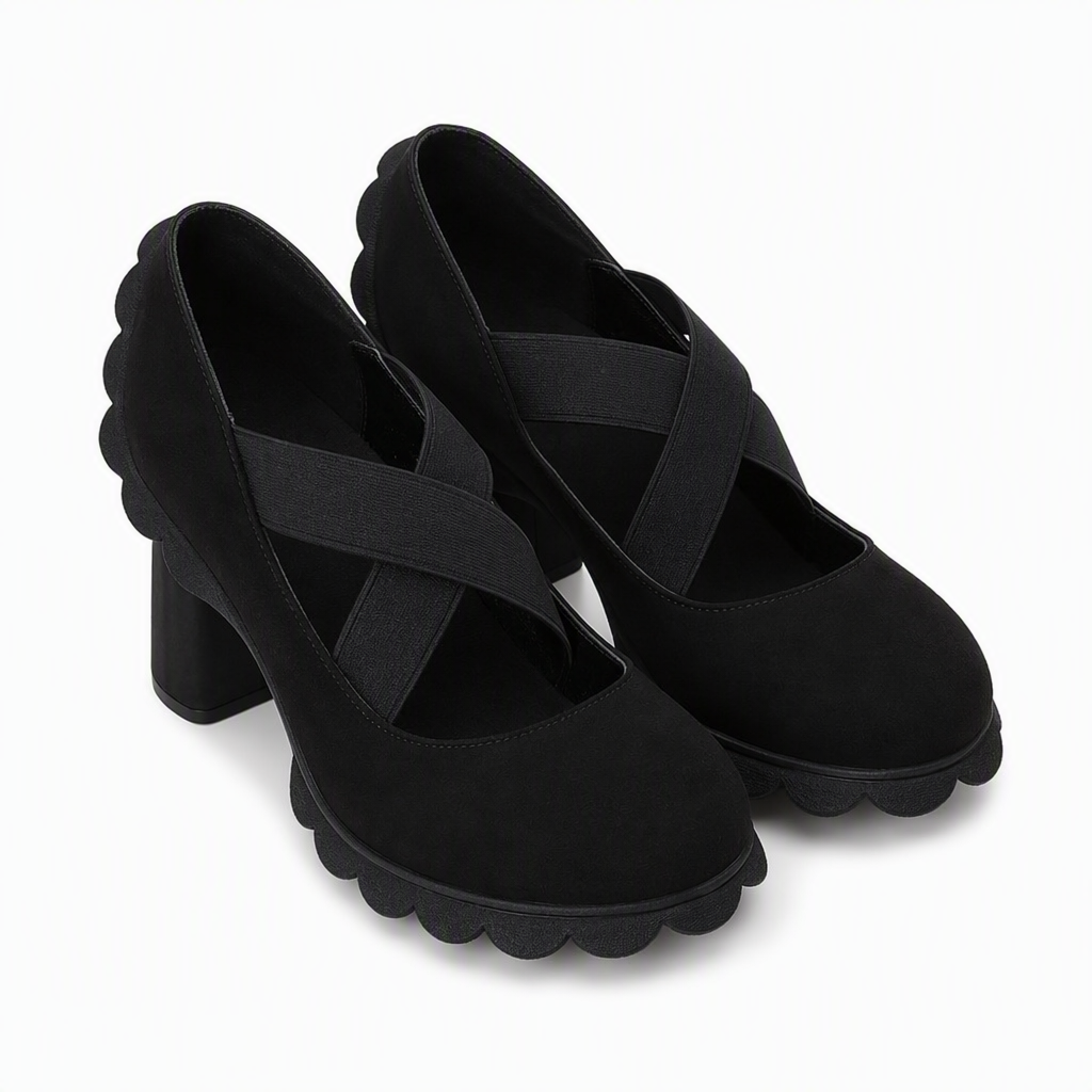 Mary-Jane-Pumps mit Kreuzriemen und Blockabsatz – Damen