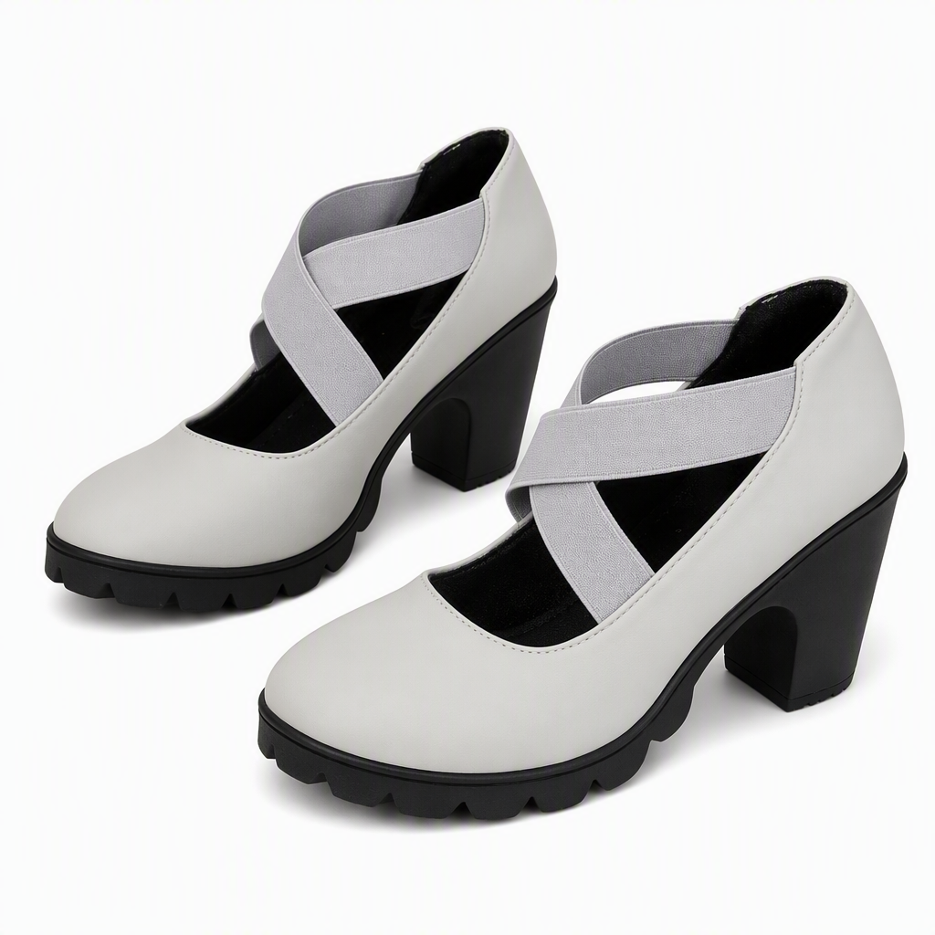 Mary-Jane-Pumps mit Kreuzriemen und Blockabsatz – Damen