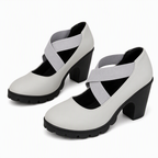 Mary-Jane-Pumps mit Kreuzriemen und Blockabsatz – Damen