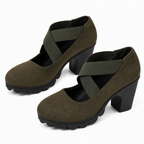 Mary-Jane-Pumps mit Kreuzriemen und Blockabsatz – Damen