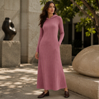 Rippstrick-Maxikleid mit Kapuze und Seitentaschen – Damen