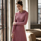 Rippstrick-Maxikleid mit Kapuze und Seitentaschen – Damen