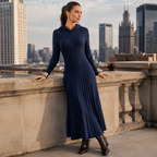 Rippstrick-Maxikleid mit Kapuze und Seitentaschen – Damen