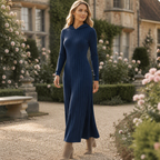 Rippstrick-Maxikleid mit Kapuze und Seitentaschen – Damen