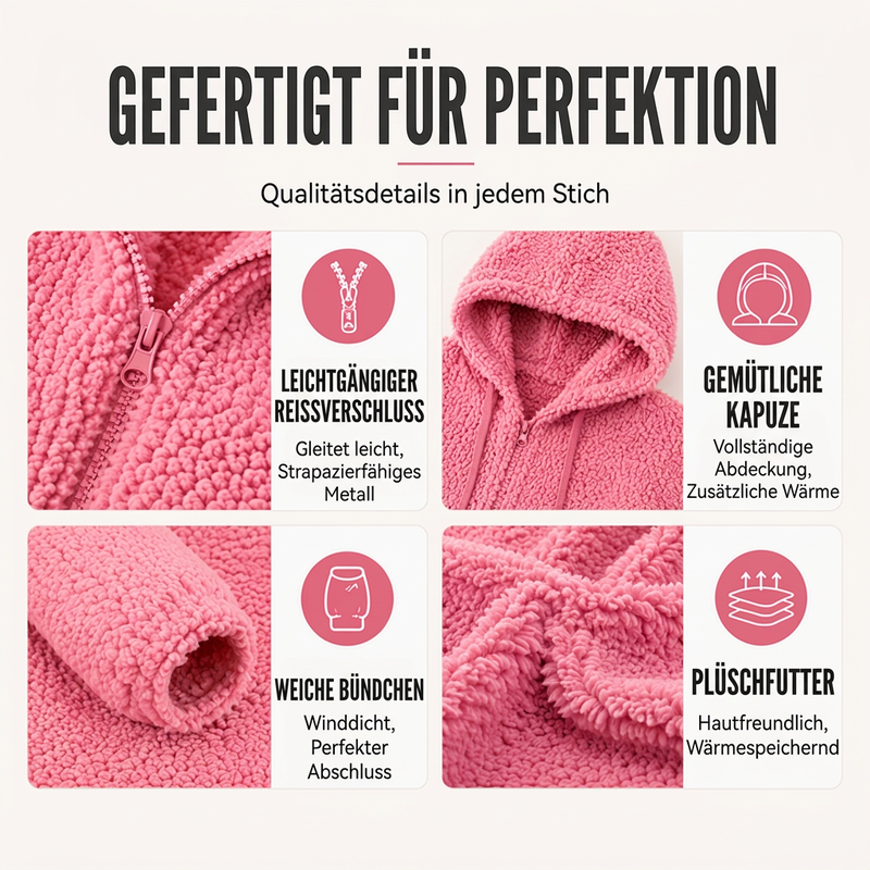 Flauschige, gemütliche Kapuzenjacke für Damen