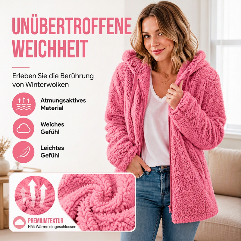 Flauschige, gemütliche Kapuzenjacke für Damen