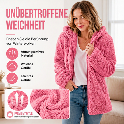 Flauschige, gemütliche Kapuzenjacke für Damen