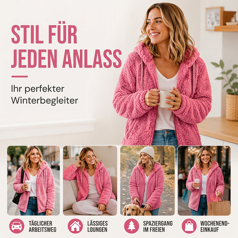 Flauschige, gemütliche Kapuzenjacke für Damen