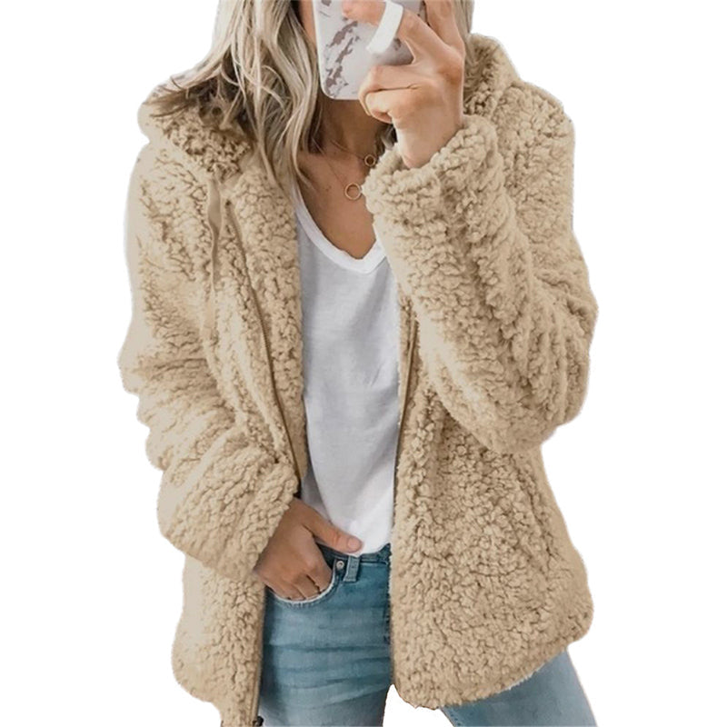Flauschige, gemütliche Kapuzenjacke für Damen
