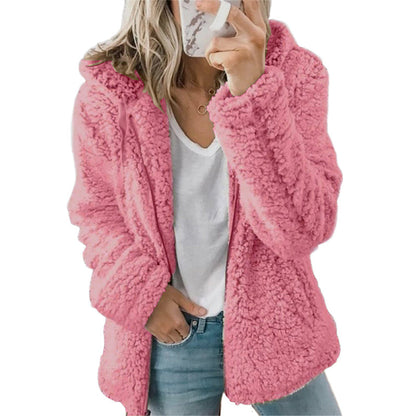 Flauschige, gemütliche Kapuzenjacke für Damen