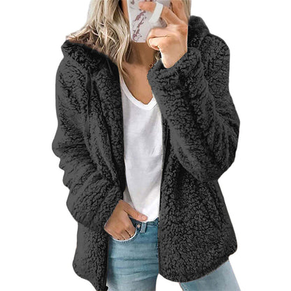 Flauschige, gemütliche Kapuzenjacke für Damen