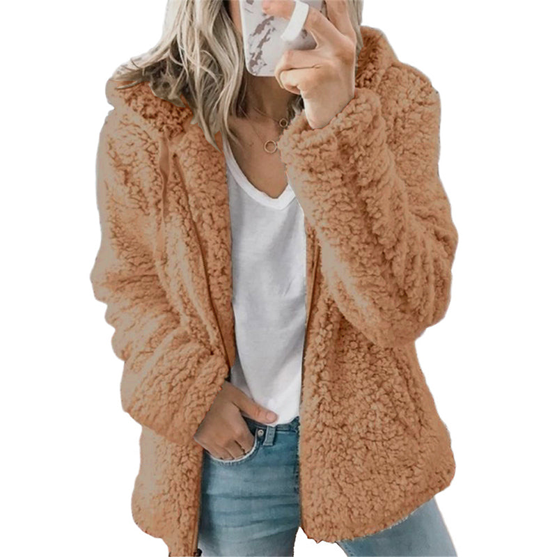 Flauschige, gemütliche Kapuzenjacke für Damen