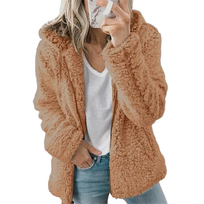 Flauschige, gemütliche Kapuzenjacke für Damen