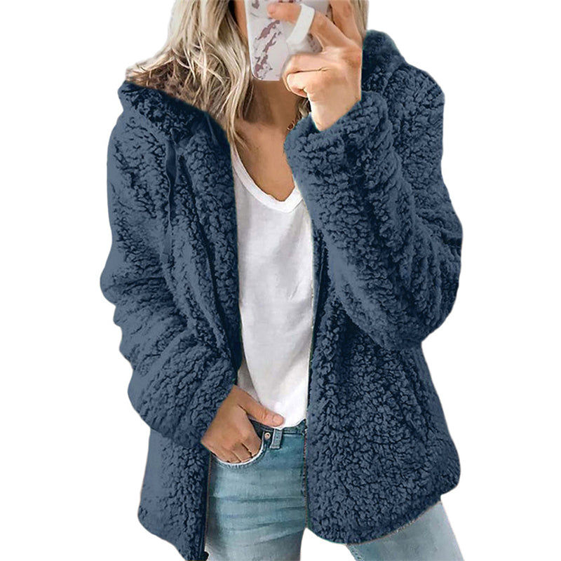 Flauschige, gemütliche Kapuzenjacke für Damen