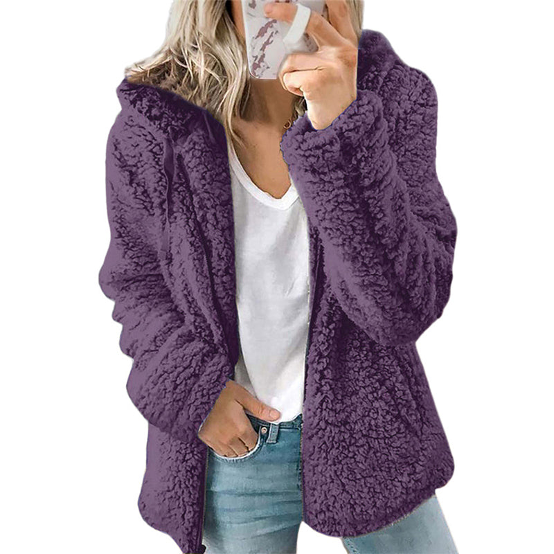 Flauschige, gemütliche Kapuzenjacke für Damen