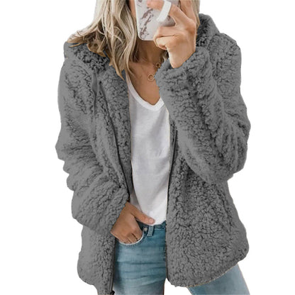 Flauschige, gemütliche Kapuzenjacke für Damen