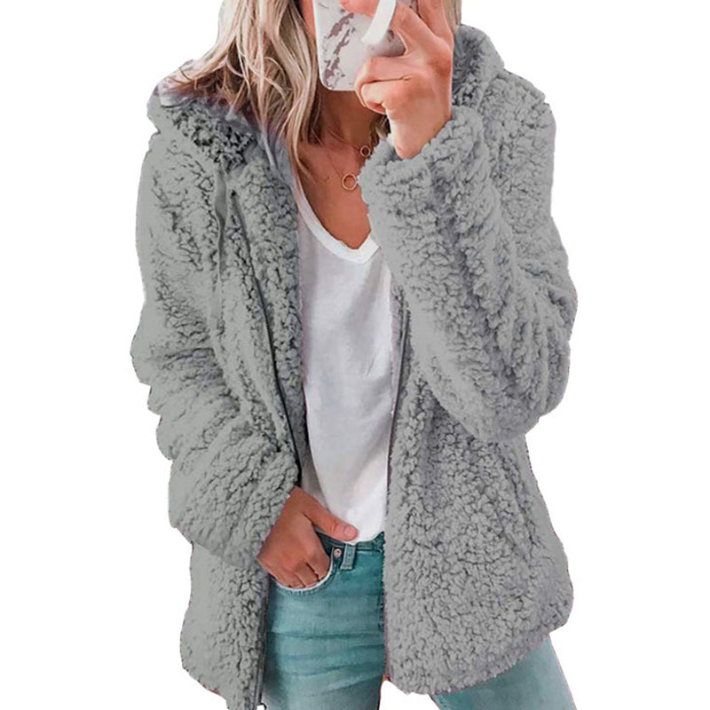 Flauschige, gemütliche Kapuzenjacke für Damen