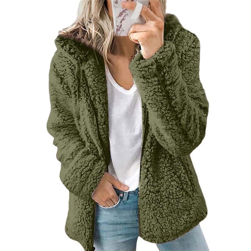 Flauschige, gemütliche Kapuzenjacke für Damen