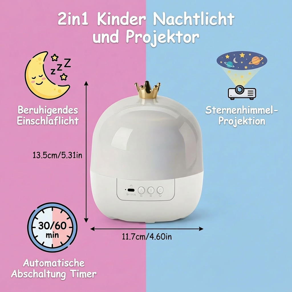 2-in-1 Kindernachtlicht mit Sternenhimmel-Projektor