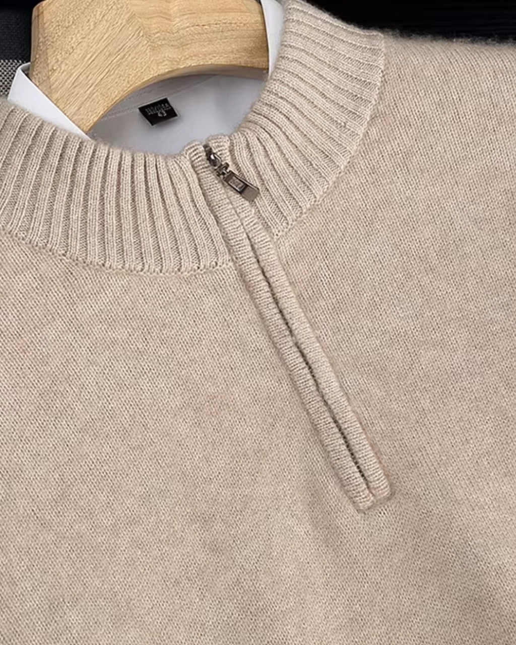 Merino Wool Quarter-Zip Sweater - Camel