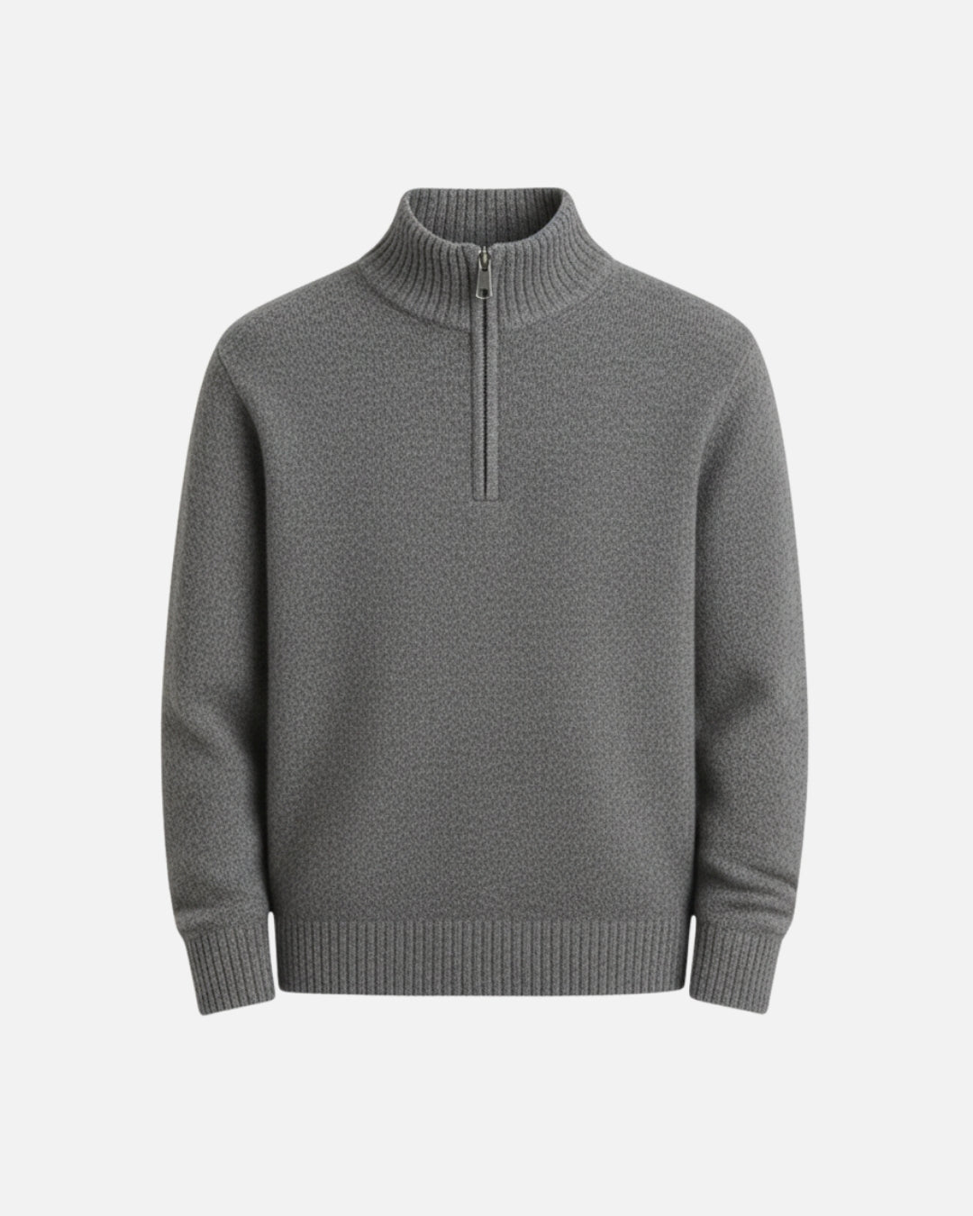 Merino Wool Quarter-Zip Sweater - Grey
