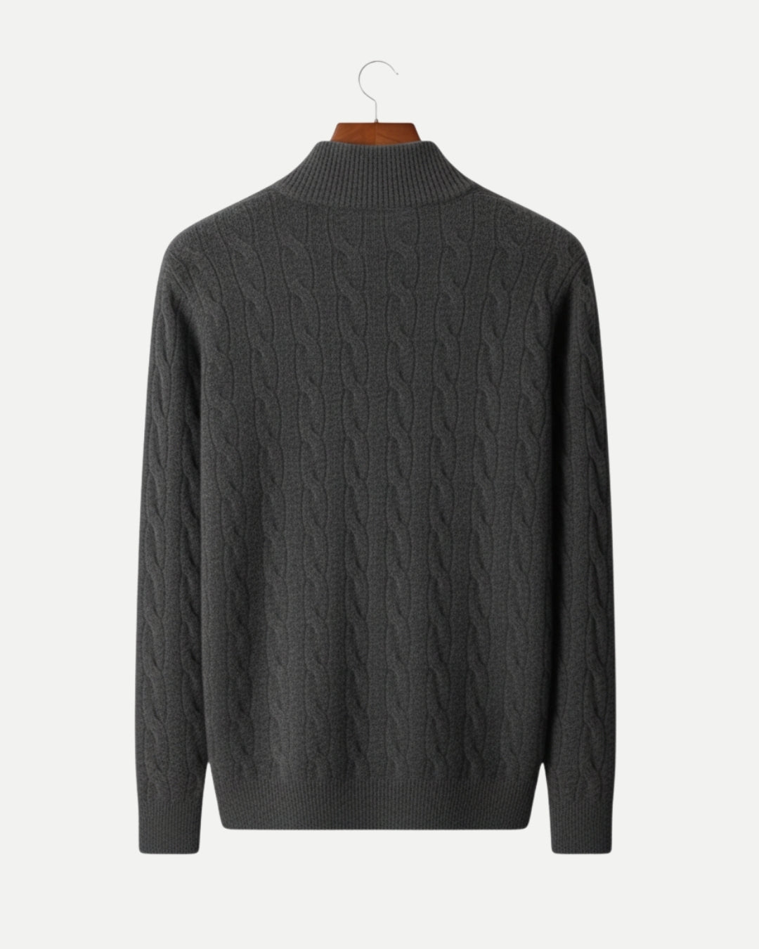 Merino Wool Cable Knit Half-Zip Jumper - Graphite