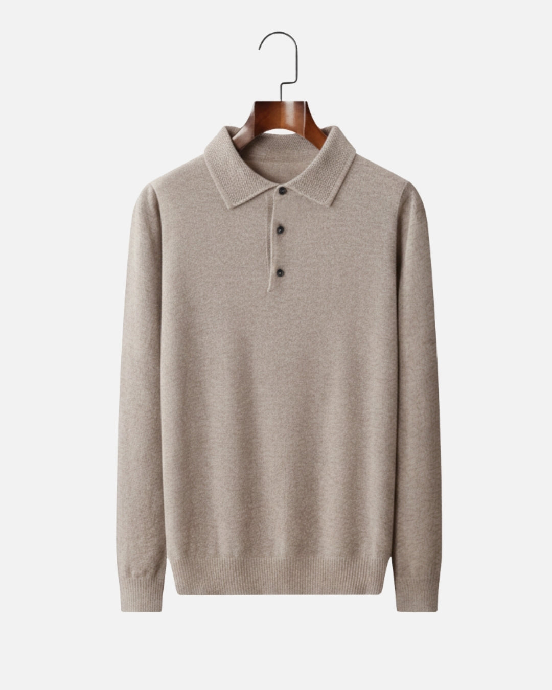 Merino Wool Polo with Buttons - Dune