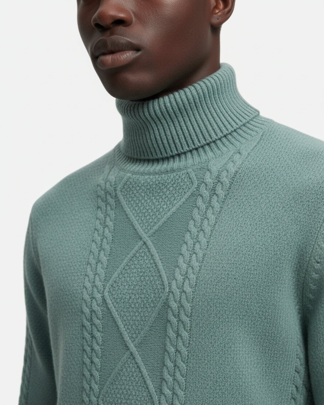 Merino Wool Turtleneck Sweater - Sea Green