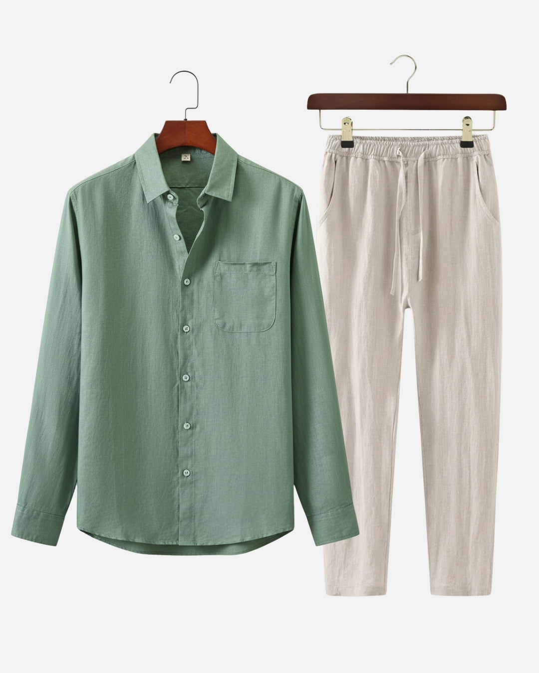 Altavita Linen City Summer Set - Green/Beige